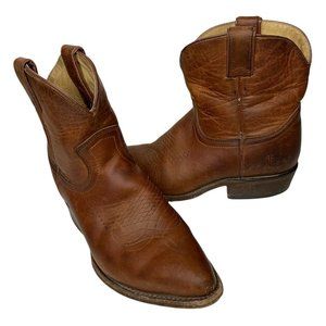 Frye Billy Short Western Ankle Cowboy Boots Brown
